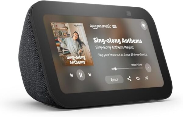 Amazon Echo Show 5 (newest model), Smart display with 2x the bass and clearer sound, Charcoal