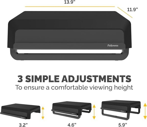 Fellowes Breyta Ergonomic Height Adjustable Stand for Monitor/Laptop, Black - Image 6