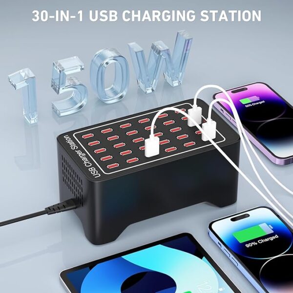 USB Charging Station 30-Port 150 watt (30 A), Charging Station for Multiple Device, Multi USB Charging Station for Hotels, Shops, Schools and Travel - Image 5