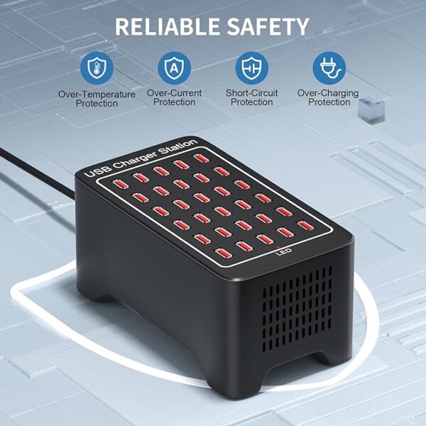 USB Charging Station 30-Port 150 watt (30 A), Charging Station for Multiple Device, Multi USB Charging Station for Hotels, Shops, Schools and Travel - Image 6