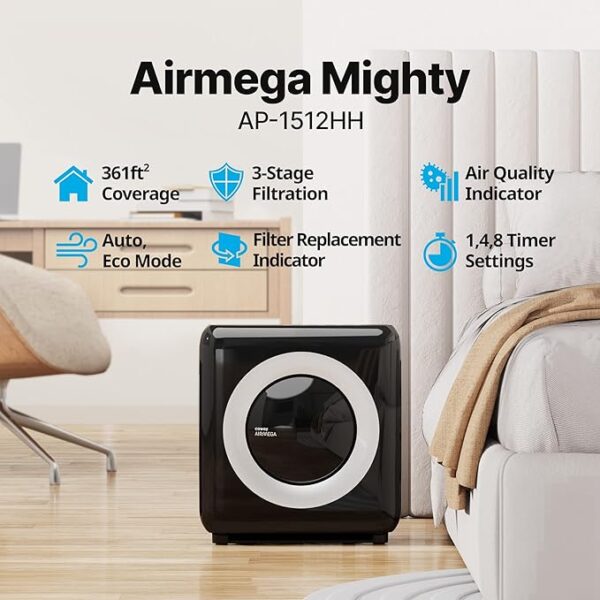 Coway Airmega AP-1512HH True HEPA Air Purifier with Air Quality Monitoring, Auto Mode, Timer, Filter Indicator, Eco Mode - Image 6